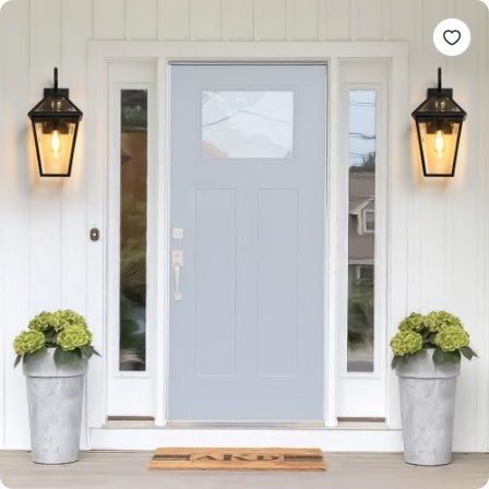 211-Pack Outdoor Wall Lantern Light Modern Black Metal & Clear Glass Sconce For Porch, Patio, And Garden Lighting Bulb Not Included