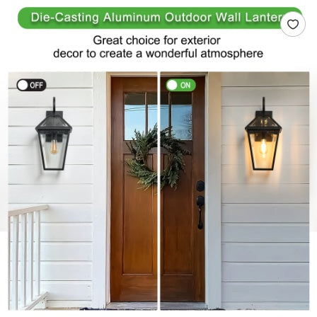 211-Pack Outdoor Wall Lantern Light Modern Black Metal & Clear Glass Sconce For Porch, Patio, And Garden Lighting Bulb Not Included