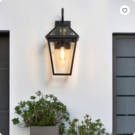 211-Pack Outdoor Wall Lantern Light Modern Black Metal & Clear Glass Sconce For Porch, Patio, And Garden Lighting Bulb Not Included