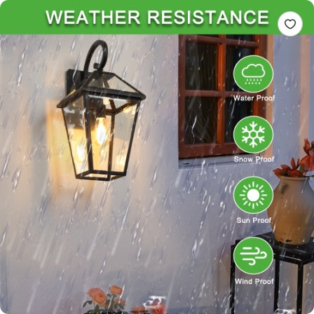 211-Pack Outdoor Wall Lantern Light Modern Black Metal & Clear Glass Sconce For Porch, Patio, And Garden Lighting Bulb Not Included