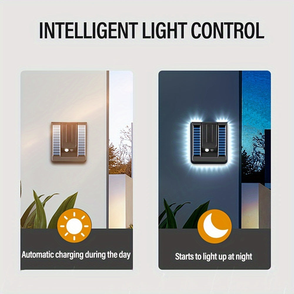 Solar Motion Sensor Outdoor Sconce Lights,LED Waterproof Dusk To Dawn Solar Patio Light,Wireless Modern Wall Mount Lamp Black For Porch Patio Garage House